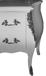 Casa Padrino Baroque Chest of Drawers White 120 cm with Silver Metal Applications Casa Padrino Baroque Chest of Drawers White 120 cm with Silver Metal Applications