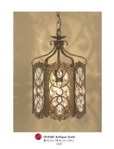 Casa Padrino Oriental designer pendant light with crystal deco in antique gold, diameter 23 cm, height 63 cm Casa Padrino Oriental designer pendant light with crystal deco in antique gold, diameter 23 cm, height 63 cm