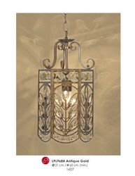 Casa Padrino Suspension Design Orientale avec Déco Cristal, Or Antique, Diamètre 21 cm, Hauteur 65 cm