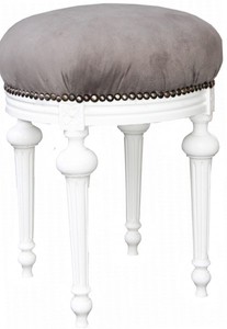 Casa Padrino Barock Hocker Grau Weiß Sitzhocker Grey Gray White Baroque Stool Ottoman Furniture Interior Casa Padrino Barock Hocker Grau Weiß Sitzhocker Grey Gray White Baroque Stool Ottoman Furniture Interior