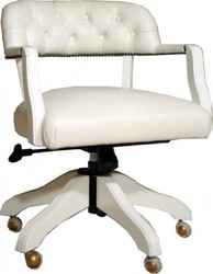 Casa Padrino Luxus Büro Drehstuhl aus Echtleder in Weiß, Chefsessel mit Rollen, 58 x 65 x 80-87 cm Casa Padrino Luxus Büro Drehstuhl aus Echtleder in Weiß, Chefsessel mit Rollen, 58 x 65 x 80-87 cm