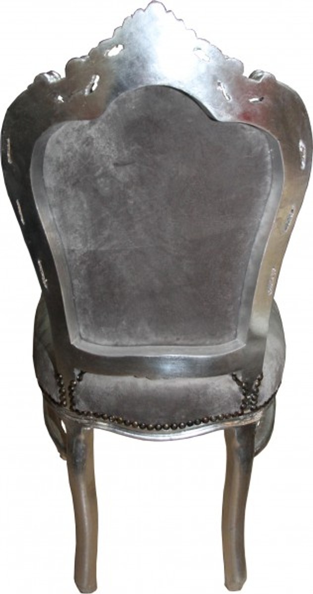 Casa Padrino Dîner baroque Chaise gris / argent avec strass bling bling - style antique Casa Padrino Dîner baroque Chaise gris / argent avec strass bling bling - style antique