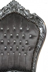 Casa Padrino Barock Esszimmer Stuhl Grau Silber Samtstoff Bling Bling Glitzersteine Möbel ANtik Stil Baroque Furniture Chair Chairs Interior Grey Silver Casa Padrino Barock Esszimmer Stuhl Grau Silber Samtstoff Bling Bling Glitzersteine Möbel ANtik Stil Baroque Furniture Chair Chairs Interior Grey Silver