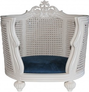 Casa Padrino Divano Barocco per Cani & Gatti Stile Antico Crema / Blu 62 x 60 x 40 cm Casa Padrino Divano Barocco per Cani & Gatti Stile Antico Crema / Blu 62 x 60 x 40 cm
