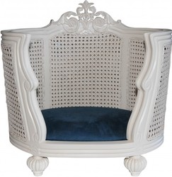 Casa Padrino Divano Barocco per Cani & Gatti Stile Antico Crema / Blu 62 x 60 x 40 cm