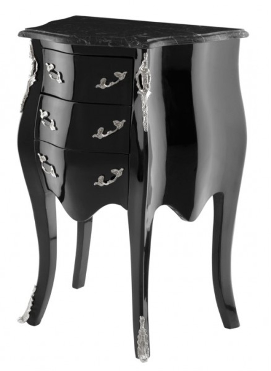 Casa Padrino Barock Kommode Schwarz Silber Black Silver Baroque Chest of Drawers Furniture Interior Möbel Casa Padrino Barock Kommode Schwarz Silber Black Silver Baroque Chest of Drawers Furniture Interior Möbel
