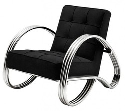 Casa Padrino Sillón Art Déco Sillón Club Sillón Lounge en Cromo y Negro - 77 x 72 x 77 cm Casa Padrino Sillón Art Déco Sillón Club Sillón Lounge en Cromo y Negro - 77 x 72 x 77 cm