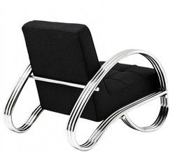 Casa Padrino Sillón Art Déco Sillón Club Sillón Lounge en Cromo y Negro - 77 x 72 x 77 cm Casa Padrino Sillón Art Déco Sillón Club Sillón Lounge en Cromo y Negro - 77 x 72 x 77 cm