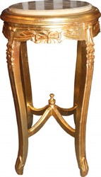 Casa Padrino Barock Beistelltisch Tisch Telefontisch Gold Creme Marmor Marmorplatte Baroque Furniture Side Table Cream Marble