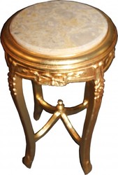 Casa Padrino Barock Beistelltisch Tisch Telefontisch Gold Creme Marmor Marmorplatte Baroque Furniture Side Table Cream Marble