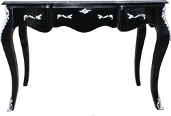 Casa Padrino Scrittoio Barocco di Lusso Nero/Argento 120 x 58 x 80 cm