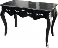 Casa Padrino Scrittoio Barocco di Lusso Nero/Argento 120 x 58 x 80 cm