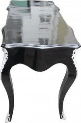 Casa Padrino Scrittoio Barocco di Lusso Nero/Argento 120 x 58 x 80 cm