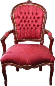 Casa Padrino Baroque Salon Chair Bordeaux Red Pattern / Brown Mod2 - Chairs Furniture Casa Padrino Baroque Salon Chair Bordeaux Red Pattern / Brown Mod2 - Chairs Furniture