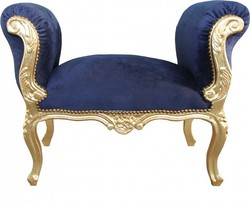 Casa Padirno Barock Schemel Hocker Royalblau Gold Dunkelblau Ottoman Bench Bank Sitzbank Blue Navy Darkblue Furniture Interior Einrichtung