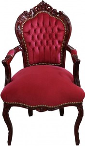 Silla de comedor Casa Padrino barroca con apoyabrazos Burdeos / Castaño rojos Silla de comedor Casa Padrino barroca con apoyabrazos Burdeos / Castaño rojos