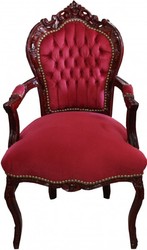 Casa Padrino Baroque Dinner Chair with armrests Bordeaux / Brown Red Casa Padrino Baroque Dinner Chair with armrests Bordeaux / Brown Red