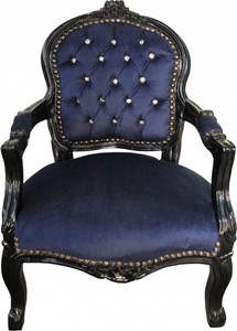 Casa Padrino Silla Barroca para Niños Azul Real / Negro con Estrás - 71 x 51 cm Casa Padrino Silla Barroca para Niños Azul Real / Negro con Estrás - 71 x 51 cm