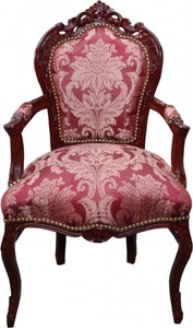 Casa Padrino Chaise Baroque à Motifs Bordeaux / Marron Rouge avec Accoudoirs - Edition Limitée Casa Padrino Chaise Baroque à Motifs Bordeaux / Marron Rouge avec Accoudoirs - Edition Limitée