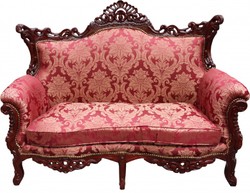 Casa Padrino Sofá barroco de 2 plazas Master motivo burdeos / rojo marrón 182 x 90 x 135 cm