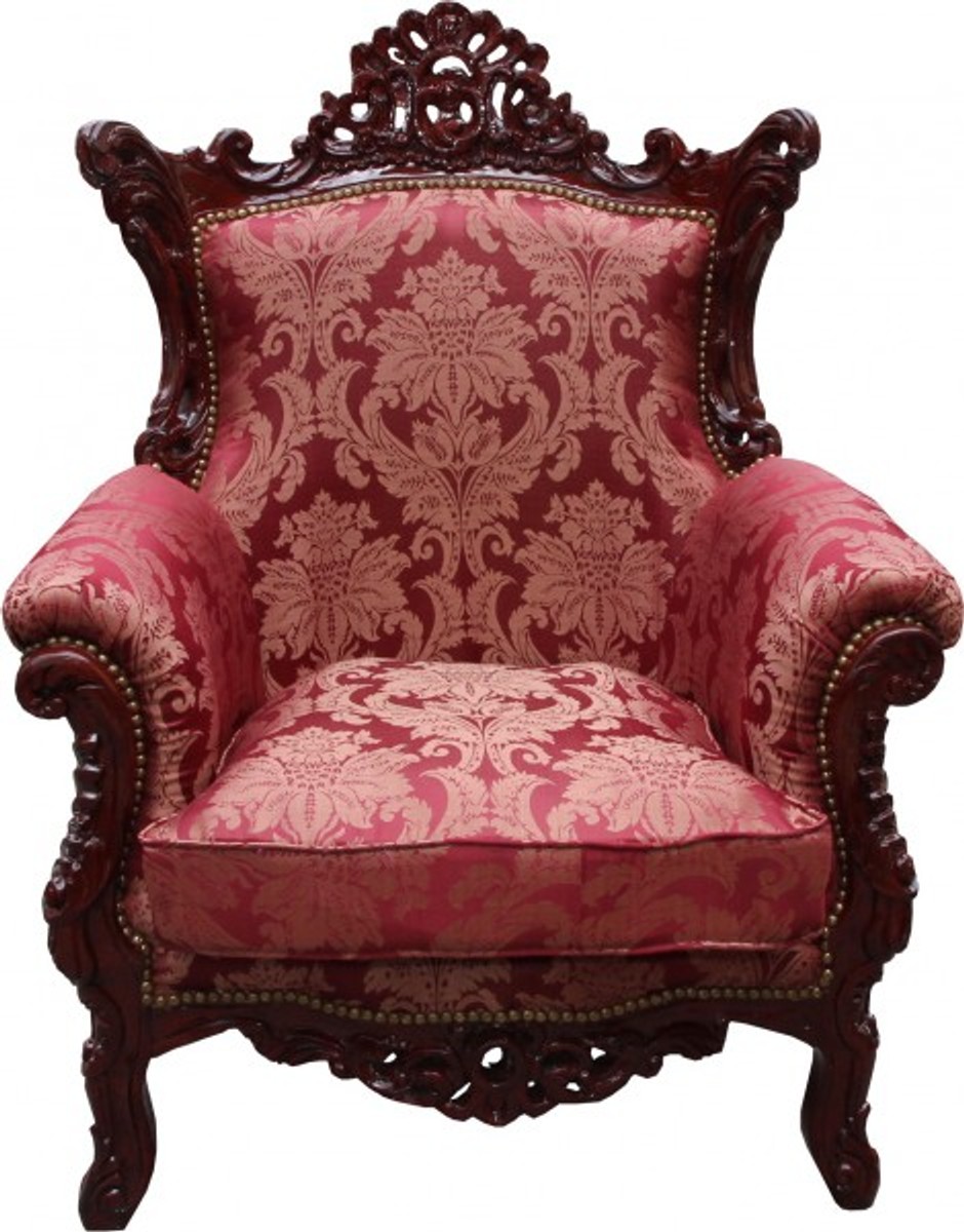 Casa Padrino Baroque living room set Bordeaux Pattern / Brown red - 3 seater sofa and 2 seater sofa + 1 armchair - Baroque Furniture Casa Padrino Baroque living room set Bordeaux Pattern / Brown red - 3 seater sofa and 2 seater sofa + 1 armchair - Baroque Furniture