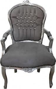 Casa Padrino Baroque Salon Chair Grey / Silver Bling Bling diamante - furniture antique style Casa Padrino Baroque Salon Chair Grey / Silver Bling Bling diamante - furniture antique style