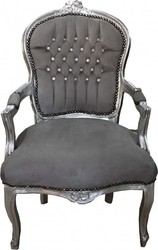 Casa Padrino Baroque Salon Chair Grey / Silver Bling Bling diamante - furniture antique style