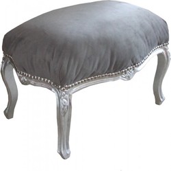 Casa Padrino baroque Tabouret gris argent - Mobilier baroque Casa Padrino baroque Tabouret gris argent - Mobilier baroque