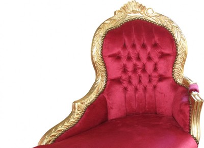 Casa Padrino Barock Kinder Chaiselongue - Edle Kindermöbel in Bordeaux und Gold - 101 x 51 x 93 cm