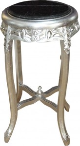 Casa Padrino Barock Beistelltisch, runder Antik Stil Tisch, Silber & Schwarz, 72 x 39 cm