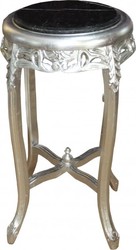 Barock Beistelltisch Silber Schwarz Baroque Side Table Silver Black Marble