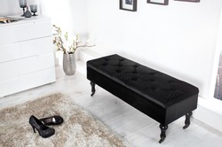 Casa Padrino Banquette Baroque avec Coffre en Noir, Velours, Pieds en Bois avec Roulettes, 110 x 40 x 40 cm Casa Padrino Banquette Baroque avec Coffre en Noir, Velours, Pieds en Bois avec Roulettes, 110 x 40 x 40 cm