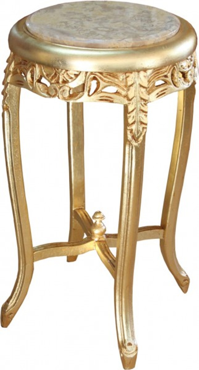 Casa Padrino Baroque table with marble top round Gold / Cream 72 x 39 cm antique style
Casa Padrino Baroque table with marble top round Gold / Cream 72 x 39 cm antique style