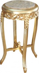Casa Padrino Tavolino barocco stile antico con piano in marmo rotondo Oro/Crema 72 x 39 cm