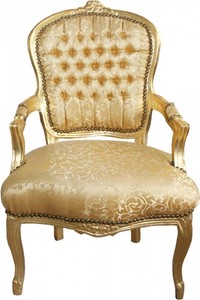 Casa Padrino Baroque Salon Chair Gold Pattern / Gold Mod1 - antique look Casa Padrino Baroque Salon Chair Gold Pattern / Gold Mod1 - antique look