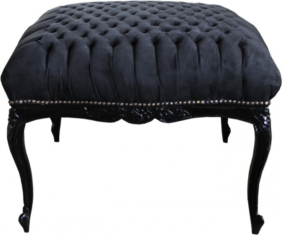Casa Padrino barocco gigante sgabello nero / nero 88 x 88 x H. 66 cm - Mobili in stile barocco Casa Padrino barocco gigante sgabello nero / nero 88 x 88 x H. 66 cm - Mobili in stile barocco