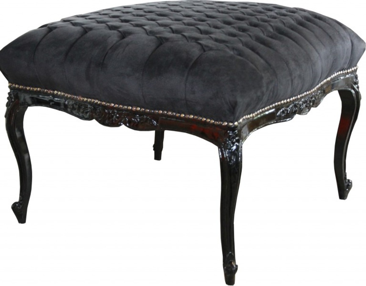 Casa Padrino barocco gigante sgabello nero / nero 88 x 88 x H. 66 cm - Mobili in stile barocco Casa Padrino barocco gigante sgabello nero / nero 88 x 88 x H. 66 cm - Mobili in stile barocco