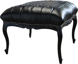 Casa Padrino baroque énorme Tabouret noir / cuir noir 88 x 88 regarder cm - Mobilier baroque