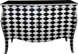 Casa Padrino Luxus Barock Kommode Karo Schwarz Weiß Checkerboard Schachbrett Muster Checkered Black White Commode Chest of Drawers Casa Padrino Luxus Barock Kommode Karo Schwarz Weiß Checkerboard Schachbrett Muster Checkered Black White Commode Chest of Drawers