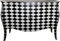 Casa Padrino Luxus Barock Kommode Karo Schwarz Weiß Checkerboard Schachbrett Muster Checkered Black White Commode Chest of Drawers Casa Padrino Luxus Barock Kommode Karo Schwarz Weiß Checkerboard Schachbrett Muster Checkered Black White Commode Chest of Drawers