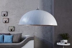 Casa Padrino Designer Pendelleuchte Weiß / Silber, Durchmesser 50 cm - Leuchte Lampe Hängeleuchte Casa Padrino Designer Pendelleuchte Weiß / Silber, Durchmesser 50 cm - Leuchte Lampe Hängeleuchte