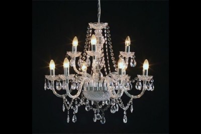 Casa Padrino Baroque Chandelier 9-armed clear - Luxurious Acrylic Pendant Light, Height 75 cm, Diameter 70 cm Casa Padrino Baroque Chandelier 9-armed clear - Luxurious Acrylic Pendant Light, Height 75 cm, Diameter 70 cm