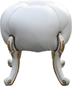 Rundhocker Ball Hocker Barock Weiß Gold Stool Ottoman Baroque White Gold Furniture Möbel Rundhocker Ball Hocker Barock Weiß Gold Stool Ottoman Baroque White Gold Furniture Möbel