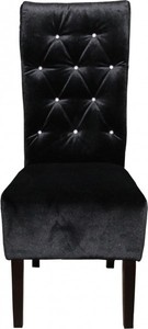 Casa Padrino Designer Chesterfield Esszimmer Stuhl Schwarz mit Bling Bling Glitzersteinen