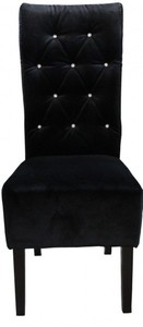 Casa Padrino Designer Chesterfield Esszimmer Stuhl Schwarz mit Bling Bling Glitzersteinen