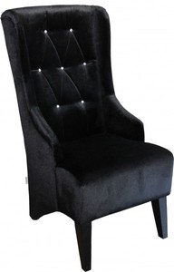 Casa Padrino Designer Chesterfield sedia da pranzo orecchie nere con strass Bling Bling Casa Padrino Designer Chesterfield sedia da pranzo orecchie nere con strass Bling Bling