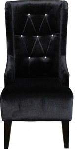 Casa Padrino Designer Chesterfield Esszimmer Ohrenstuhl Schwarz mit Bling Bling Glitzersteinen