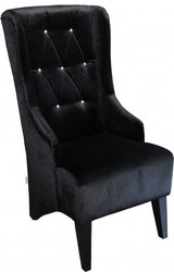 Casa Padrino Designer Chesterfield oreilles chaise à manger noire avec strass bling bling