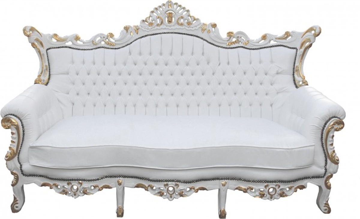 Casa Padrino Baroque 3-seater sofa Master White / Gold Mod2 - Antique Furniture - Limited Edition Casa Padrino Baroque 3-seater sofa Master White / Gold Mod2 - Antique Furniture - Limited Edition