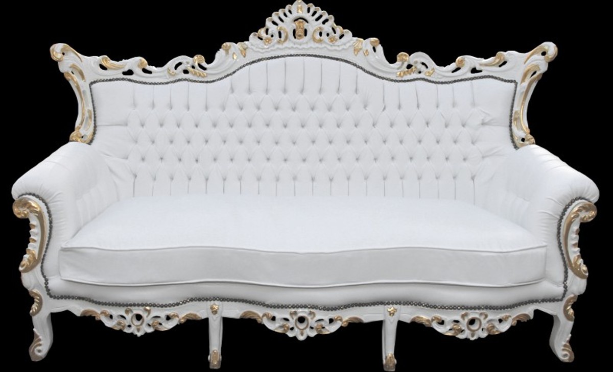 Casa Padrino Baroque 3-seater sofa Master White / Gold Mod2 - Antique Furniture - Limited Edition Casa Padrino Baroque 3-seater sofa Master White / Gold Mod2 - Antique Furniture - Limited Edition